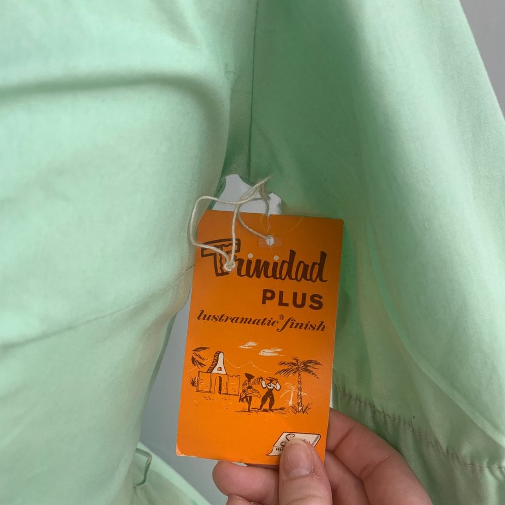 1950s VTG Deadstock Seafoam Green Shirtwaist Dress - Picture 5 of 7